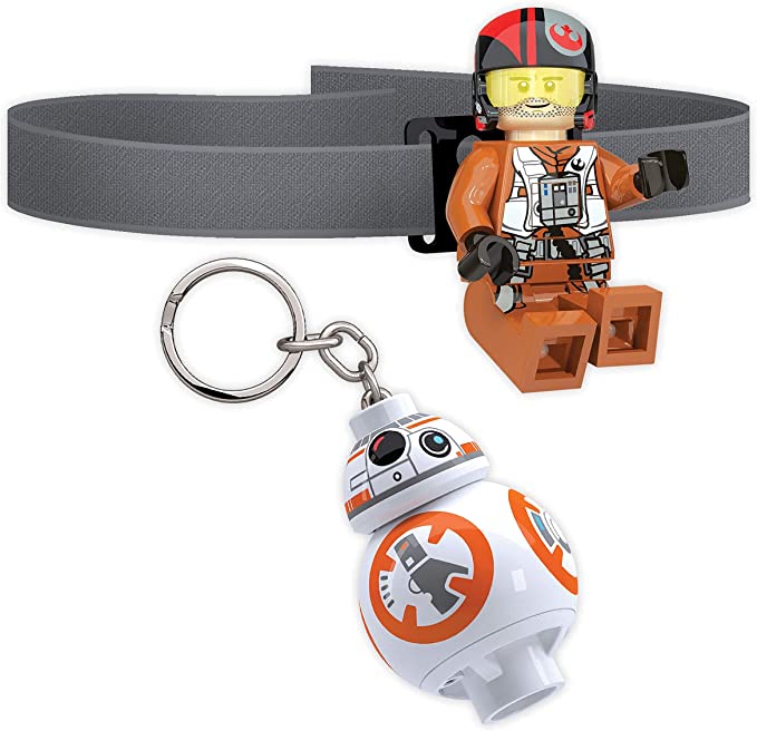 Lego Star Wars Poe Dameron Head Lamp & BB-8 Keychain Light Bundle