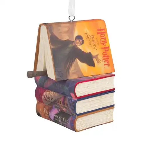 Hallmark Christmas Ornament, Harry Potter Stacked Books with Wand