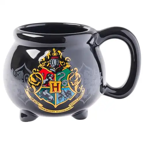 Silver Buffalo Warner Bros Harry Potter Hogwarts School Crest Cauldron 3D Sculpted Ceramic Coffee Mug