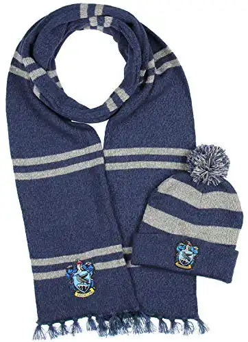 Harry Potter Hogwarts Houses Knit Ravenclaw Scarf & Pom Beanie Set