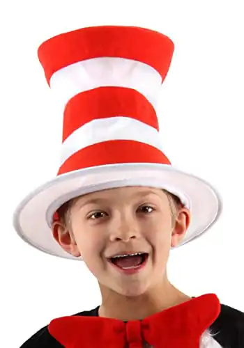 Dr. Seuss Cat in The Hat Striped Stovepipe Costume Hat for Kids Standard Red