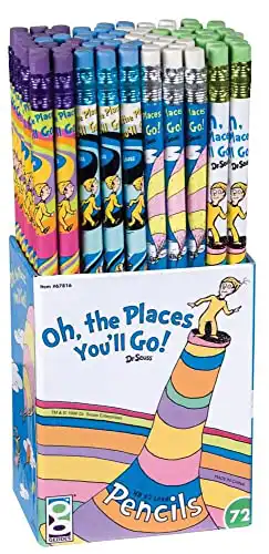 Dr Seuss Oh the Places You'll Go Number 2 Pencils For Kids (Pack of 72)