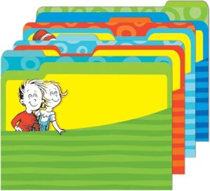 Eureka Dr. Seuss Cat in the Hat Back to School File Folders for Students and Teachers, 9” x 11.5”, 4 pc