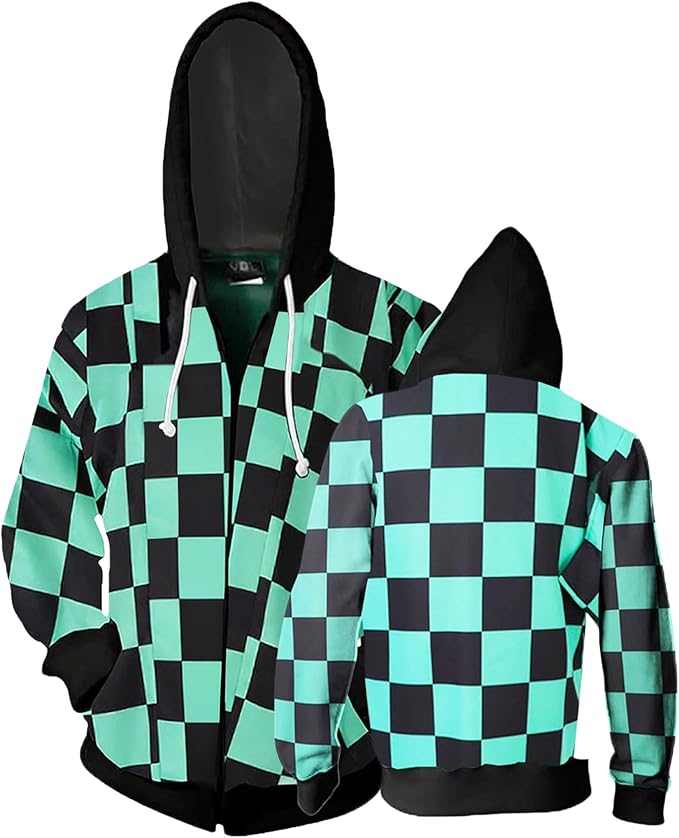 Demon Slayer Checkered Hoodie (Tanjiro Pattern)