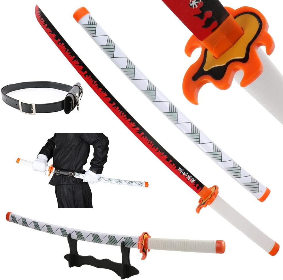 Demon Slayer Sword for Cosplay with Belt Holder Stand (41 inches)