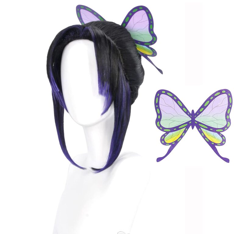 Shinobu Cosplay Wig with Butterfly Clips