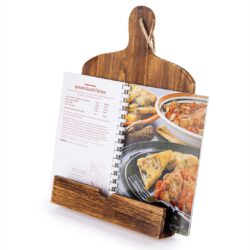 Cutting Board Style Rustic Brown Wood Recipe Cookbook iPad Tablet Stand Holder Stand with Kickstand