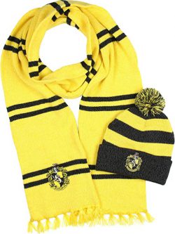 Harry Potter Hogwarts Houses Knit Scarf & Pom Beanie Set Hufflepuff
