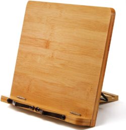 Bamboo Book Stand, Wooden Cooking Bookstands for Textbook, Recipe, Magazine, Tablet by Pipishell